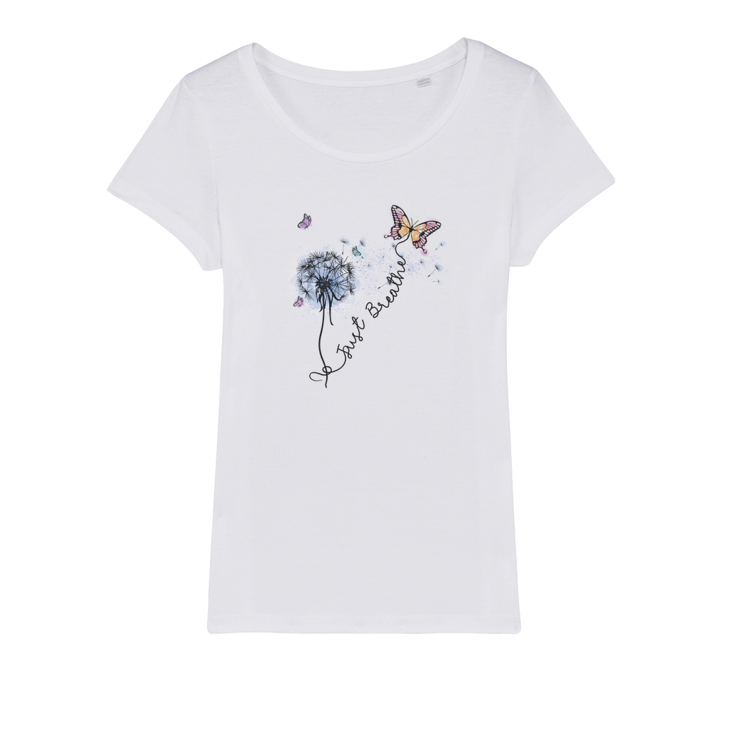 Just Breathe Butterfly Organic Jersey Womens T-Shirt