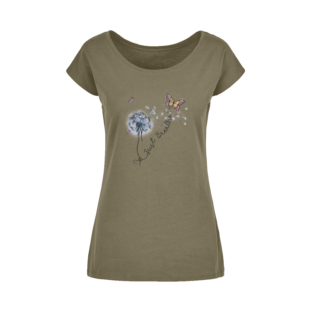 Just Breathe Butterfly Wide Neck Womens T-Shirt XS-5XL