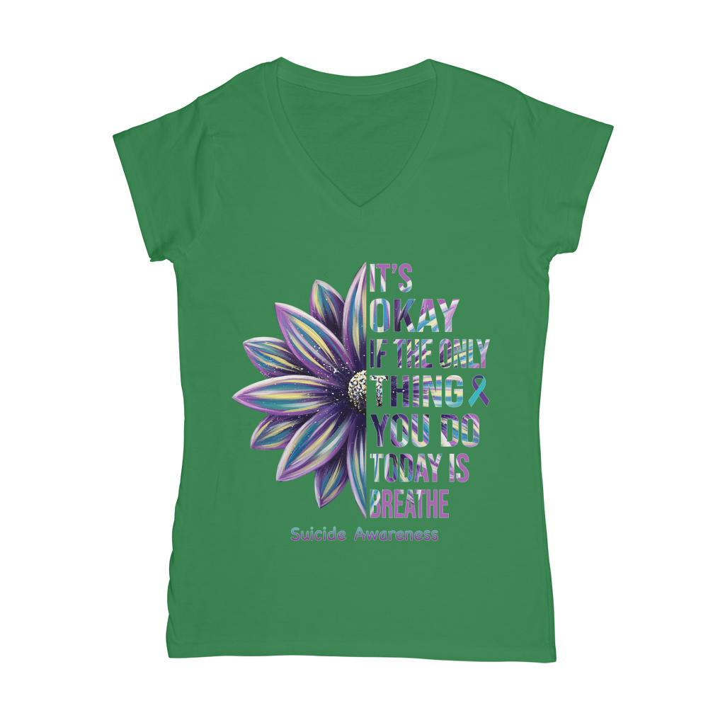 Today Just Breathe Classic Women's V-Neck T-Shirt