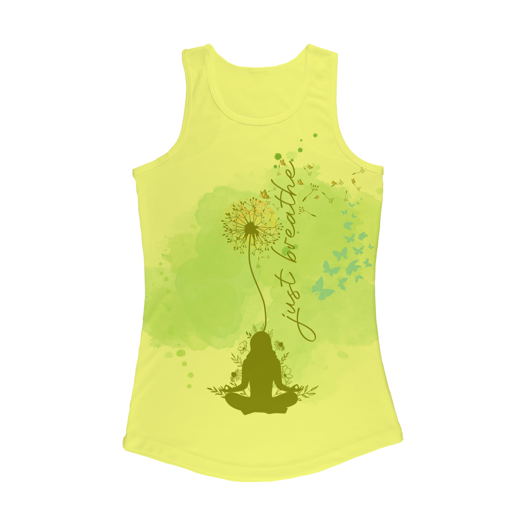 Just Breathe - Green Dandelion Women Performance Tank Top