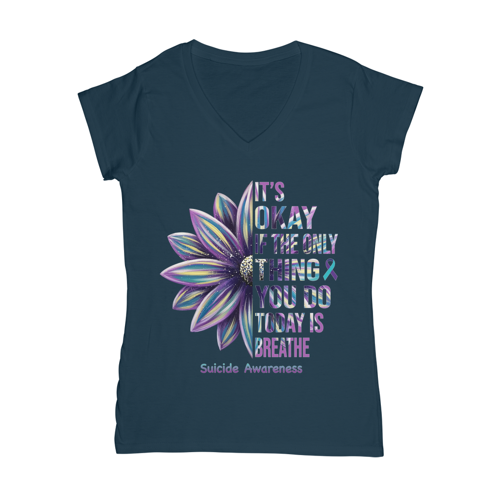 Today Just Breathe Classic Women's V-Neck T-Shirt