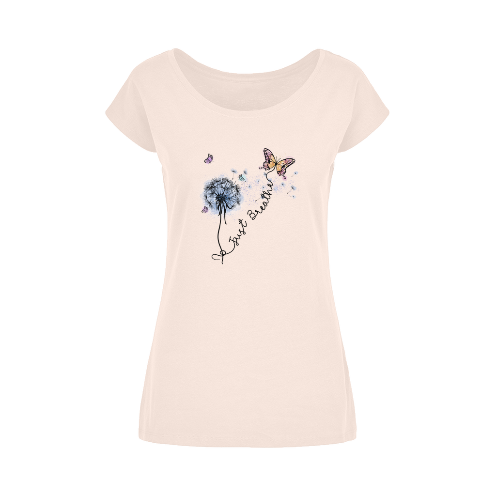 Just Breathe Butterfly Wide Neck Womens T-Shirt XS-5XL