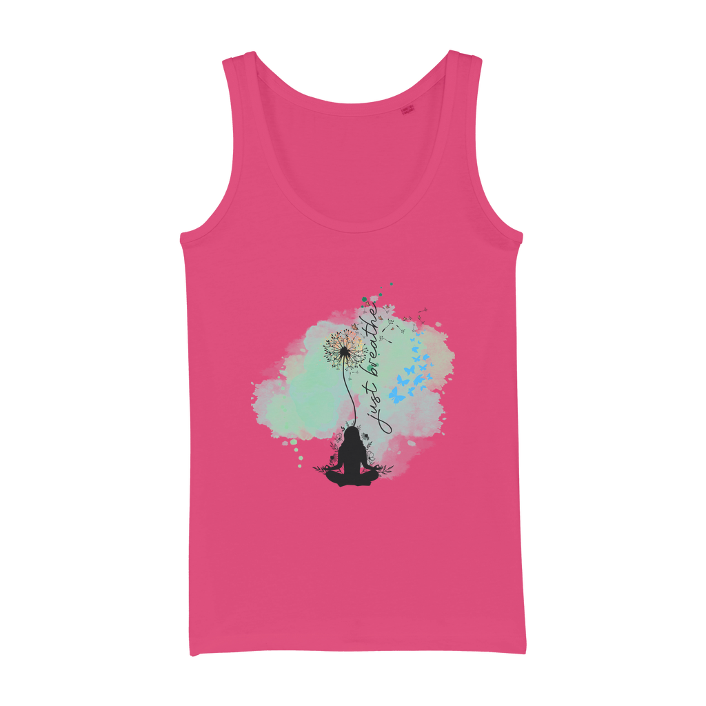 Just Breathe - Green Dandelion Organic Jersey Womens Tank Top