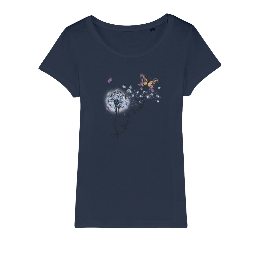 Just Breathe Butterfly Organic Jersey Womens T-Shirt